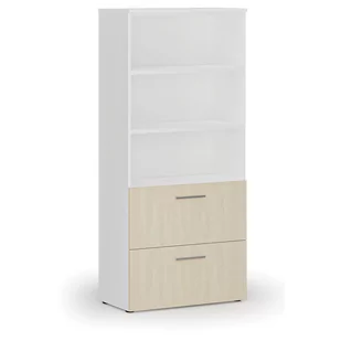 Szafa z szufladami na teczki zawieszkowe PRIMO WHITE, 1781 x 800 x 420 mm, biały/orzech - Szafy biurowe - miniaturka - grafika 3