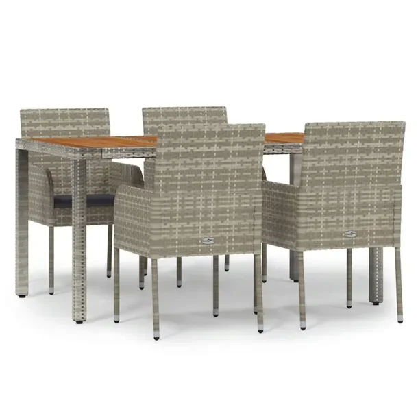 Zestaw mebli ogrodowych rattan PE, szary, 4 krzesła, stół 150x90 cm