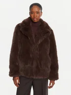 Płaszcze damskie - ICONA Futro Cappotti RI5LE012 Brązowy Regular Fit - miniaturka - grafika 1