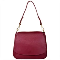 Torebki damskie - Torebka skórzana na ramię bordowa buraczek L włoska - miniaturka - grafika 1