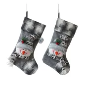 Ozdoby bożonarodzeniowe - Skarpeta tekstylna z bałwanem 23 x 46 cm szary - miniaturka - grafika 1