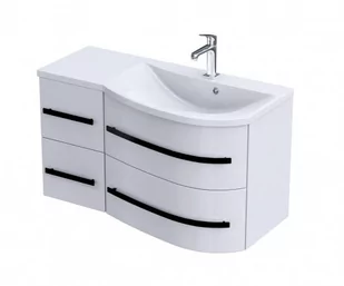 Oristo Szafka wisząca podumywalkowa OPAL 90 cm, PRAWA BIAŁY POŁYSK, UCHWYT CZARNY OR30-SD4S-90-1-PV6 - Szafki łazienkowe - miniaturka - grafika 1