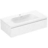 Szafki łazienkowe - Mexen Rivel szafka łazienkowa 90 cm z umywalką Vela, 1 szuflada, ryflowana , biała mat - 91A20-09023-1-BF01-W23M01 - miniaturka - grafika 1