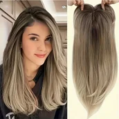 Pozostałe akcesoria fryzjerskie - TEMU Eleganckie kręcone falowane 22-calowe długie proste przedłużenia włosów, naturalne ciemne korzenie, dodatkowe objętościowe syntetyczne peruki, - miniaturka - grafika 1