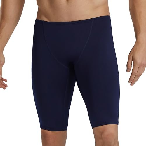 TYR Męski kostium kąpielowy Durafast Elite Solid Jammer, granatowy/logo, 32