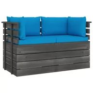 Sofy ogrodowe - vidaXL Ogrodowa sofa 2-osobowa z palet, z poduszkami, drewno sosnowe - miniaturka - grafika 1