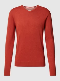 Sweter z dzianiny z wyhaftowanym logo model ‘BASIC’ - Swetry męskie - miniaturka - grafika 1