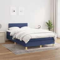 Łóżka - Łóżko kontynentalne z materacem, niebieskie, tkanina 120x200 cm Lumarko - miniaturka - grafika 1