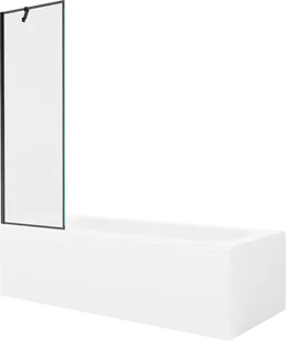 Mexen Vega wanna prostokątna 170 x 70 cm z obudową i parawanem 1-skrzydłowym 60 cm, czarny wzór - 550117070X9506007070 - Wanny - miniaturka - grafika 1