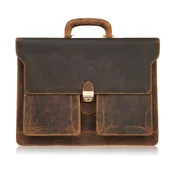 Teczki i aktówki - Torba męska na ramię skórzana do pracy aktówka brązowa - miniaturka - grafika 1
