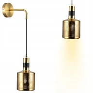 Lampy ścienne - Elegancka Złota/czarna Lampa Ścienna Kinkiet Metalowa Klosz Nowoczesna E27 - miniaturka - grafika 1