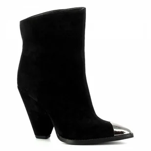Czarne botki na obcasie z metalowym czubkiem CARINII - Carinii - Botki damskie - miniaturka - grafika 1