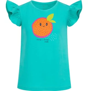 Bluzki dla dziewczynek - Bluzka z ozdobnymi rękawkami dla dziewczynki, z motywem owocowym, zielona 3-8 lat - grafika 1