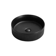 Umywalki - Mexen Grovo umywalka nablatowa ryflowana 35 x 35 cm, czarna mat - 22303585 - miniaturka - grafika 1