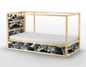 Naklejki na drzwi i meble - Naklejki Ikea Kura Bed  Czarno-biały Tropikalny Gąszcz - miniaturka - grafika 1