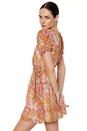 Sukienki - Trendyol Damska sukienka typu skater o regularnym kroju, musztardowa, 36, Musztarda, 62 - miniaturka - grafika 1