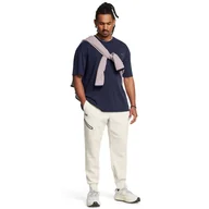 Spodnie sportowe męskie - Męskie spodnie dresowe joggery Under Armour UA Unstoppable Fleece Grid - białe - UNDER ARMOUR - miniaturka - grafika 1