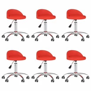 vidaXL Obrotowe krzesła stołowe 6 szt. czerwone sztuczna skóra 3086253 - Krzesła - miniaturka - grafika 1