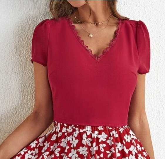 SHEIN BLUZKA DAMSKA CZERWONA NA GUZIKI 40/42 V6L