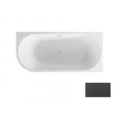 Wanny - Besco WA-150-ZLGZ ZOYA GLAM GRAFITOWA wanna wolnostojąca przyścienna maskownica syfonu z przelewem złota 150 x 75 lewa - miniaturka - grafika 1