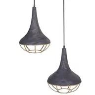 Lampy sufitowe - Lampa wisząca 2-punktowa drewno mango czarna z mosiężnym BAGMATI - miniaturka - grafika 1
