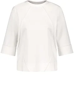 Taifun Damska bluza z nadrukiem, rękaw 3/4, wycięte ramiona, t-shirt, rękaw 3/4, bluza z okrągłym dekoltem, wzór jednokolorowa, białawy, 46 - Koszulki i topy damskie - miniaturka - grafika 1