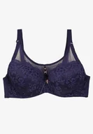 Biustonosze - Granatowy Biustonosz z Usztywnionymi Miseczkami Koronką i Transparentnymi Wstawkami Nelanya - miniaturka - grafika 1