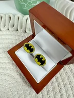 Spinki do mankietów i krawatów - SPINKI DO MANKIETÓW koszuli mankietu batman żółty - miniaturka - grafika 1