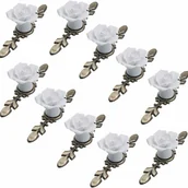 Zawiasy, okucia i inne akcesoria - Zestaw 10 ceramicznych gałek meblowych, średnica 41 mm, wzór rozety z brązową płytką, kolor biały, długość 118 mm - miniaturka - grafika 1