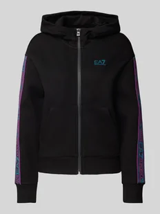 Bluza rozpinana z nadrukiem z logo - Bluzy damskie - miniaturka - grafika 1