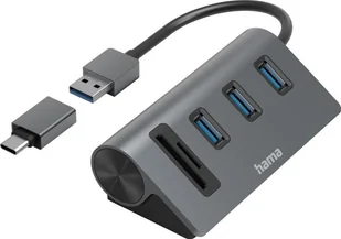 Hama USB Hub/Czytnik kart 3x USB-A SD microSD USB-C Adapter - Adaptery i przejściówki Hama USB Hub/Czytnik kart 3x USB-A SD microSD USB-C Adapter - Adaptery i przejściówki - miniaturka - grafika 1
