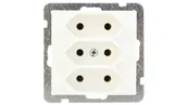 Gniazdka elektryczne - LEDart potrójne EURO, na płaskie wtyczki, bez uziemienia, bez ramki - Ospel As GP-3G/m/27, kolor ecru, 16A/250V - miniaturka - grafika 1
