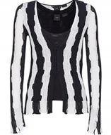 Swetry damskie - PINKO SWETER DAMSKI W PASKI CZARNO-BIAŁY Z GUZIKAMI DŁUGI RĘKAW XL KWA - miniaturka - grafika 1