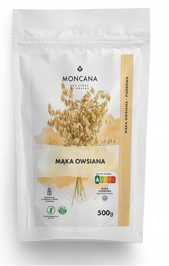 Mąka Owsiana Bezglutenowa Bio 500G Moncana Pudrowa, Eko, Ig Niski