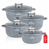 Zestawy garnków i patelni - Zestaw Garnków Indukcja Gaz Marmurkowych Komplet 8 Ele Ø 16/20/24/28 Cm - miniaturka - grafika 1