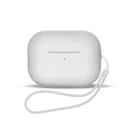 Akcesoria do słuchawek - Silikonowe etui do słuchawek AirPods 1 / 2 + pasek smycz na nadgarstek białe - miniaturka - grafika 1
