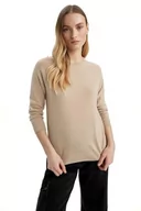 Swetry damskie - DeFacto Damski sweter Tricot, beżowy, XXL - miniaturka - grafika 1