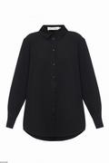 Bluzy damskie - Koszula damska oversize czarnego koloru - miniaturka - grafika 1