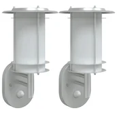 Lampy ogrodowe - vidaXL Kinkiety zewnętrzne z czujnikiem ruchu, 2 szt., srebrne, stal - miniaturka - grafika 1