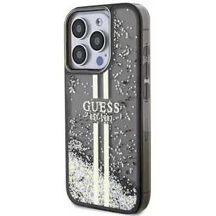 Etui Guess GUHCP15LLFCSEGK Apple iPhone 15 Pro hardcase Liquid Glitter Gold Stripes czarny/black - Etui i futerały do telefonów - miniaturka - grafika 3