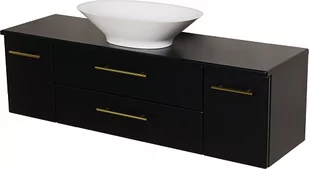 Szafka łazienkowa wisząca 140 cm czarny mat z umywalką nablatową Belli Gold Gante - Szafki łazienkowe - miniaturka - grafika 1