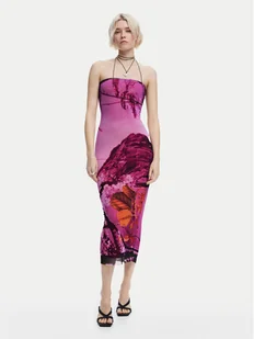 Desigual Sukienka letnia Lakecomo 25SWVK39 Różowy Slim Fit - Sukienki - miniaturka - grafika 1