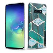 Etui i futerały do telefonów - Pokrowiec Etui Do Samsung Galaxy S10e w Ciemnozielono Biało Złoty Marmur No. 6 Obudowa Case Cover Silikon Plecki Cadorabo - miniaturka - grafika 1