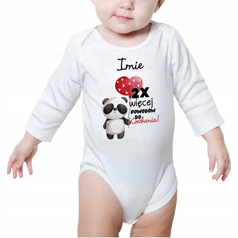 Body Dziecięce Białe Miś Panda Personalizowane 56