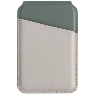 Portfel UNIQ Lyden DS magnetyczny RFID ze stojakiem na telefon - beżowo-zielony - Portfele - miniaturka - grafika 1