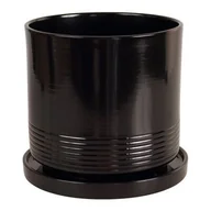 Donice - Doniczka cylinder Rille 17 cm + podstawka czarny - miniaturka - grafika 1