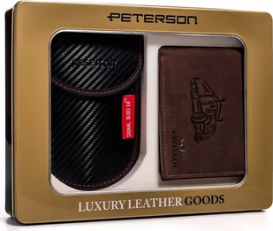 Peterson Zestaw Prezentowy: Skórzany Portfel Męski I Etui Na Kluczyk I Karty ! - Portfele - miniaturka - grafika 1