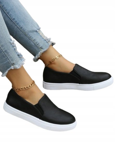 DAMSKIE TRAMPKI CZARNE WSUWANE CASUAL 38 1V5P
