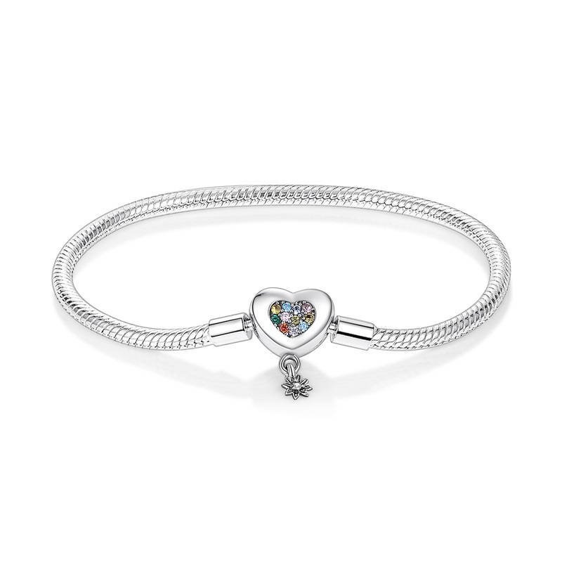 Bransoletka modułowa baza do Charms SREBRO 925 Serce 20 cm