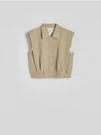 Marynarki i żakiety damskie - Reserved - Kamizelka z bawełną i lyocellem - jasnozielony - miniaturka - grafika 1